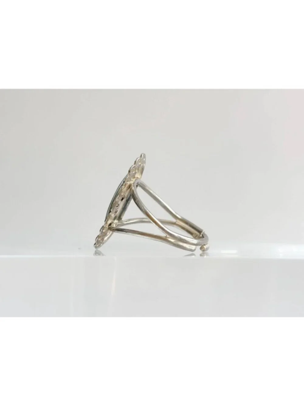 Beau Sterling Signed Cutout Lace Frame Sterling Silver 925 Vintage Ring sz 5.75
